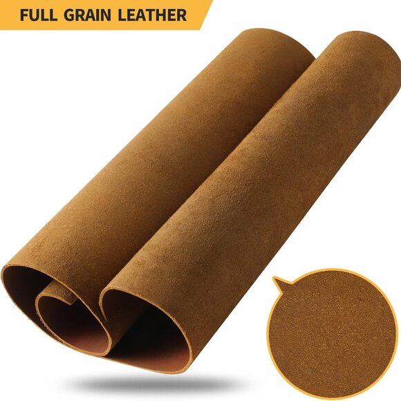 Bourbon Brown Full Grain Leather Sheets 12x24 inch Waterproof Craft Leather - Picture 2 of 7